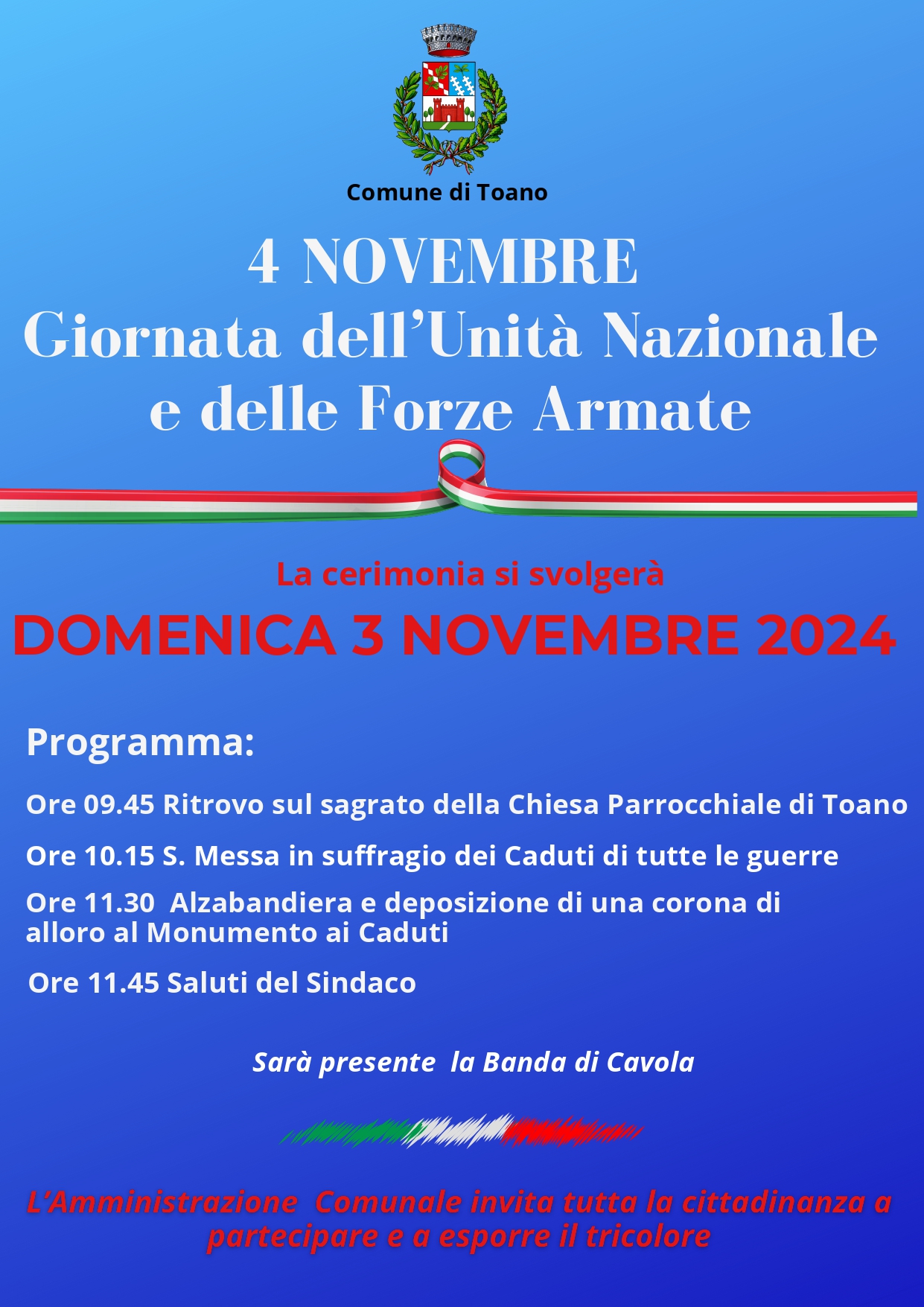 4 Novembre Giornata dell’Unità Nazionale e delle Forze Armate