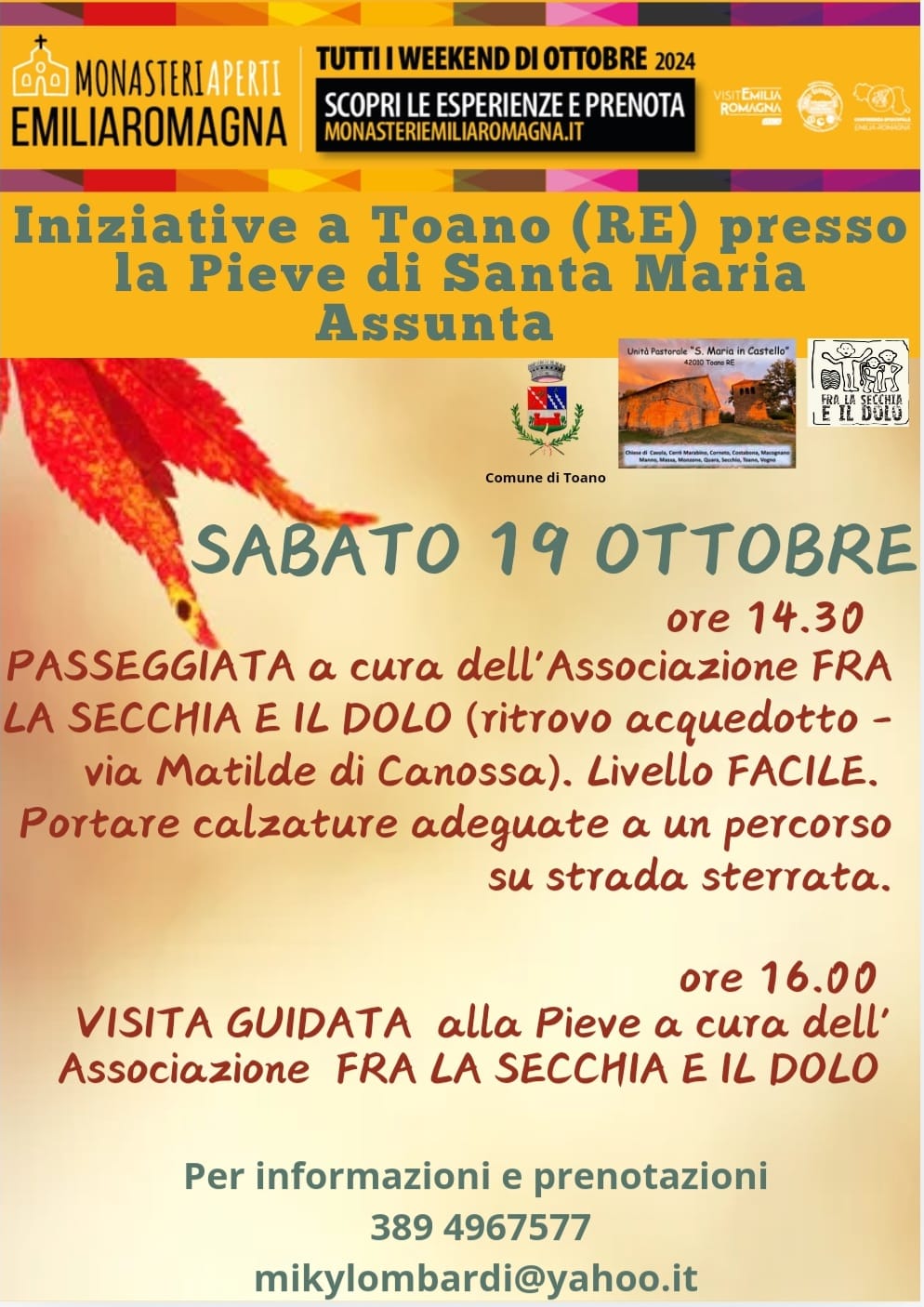 Iniziative a Toano presso la Pieve di Santa Maria Assunta