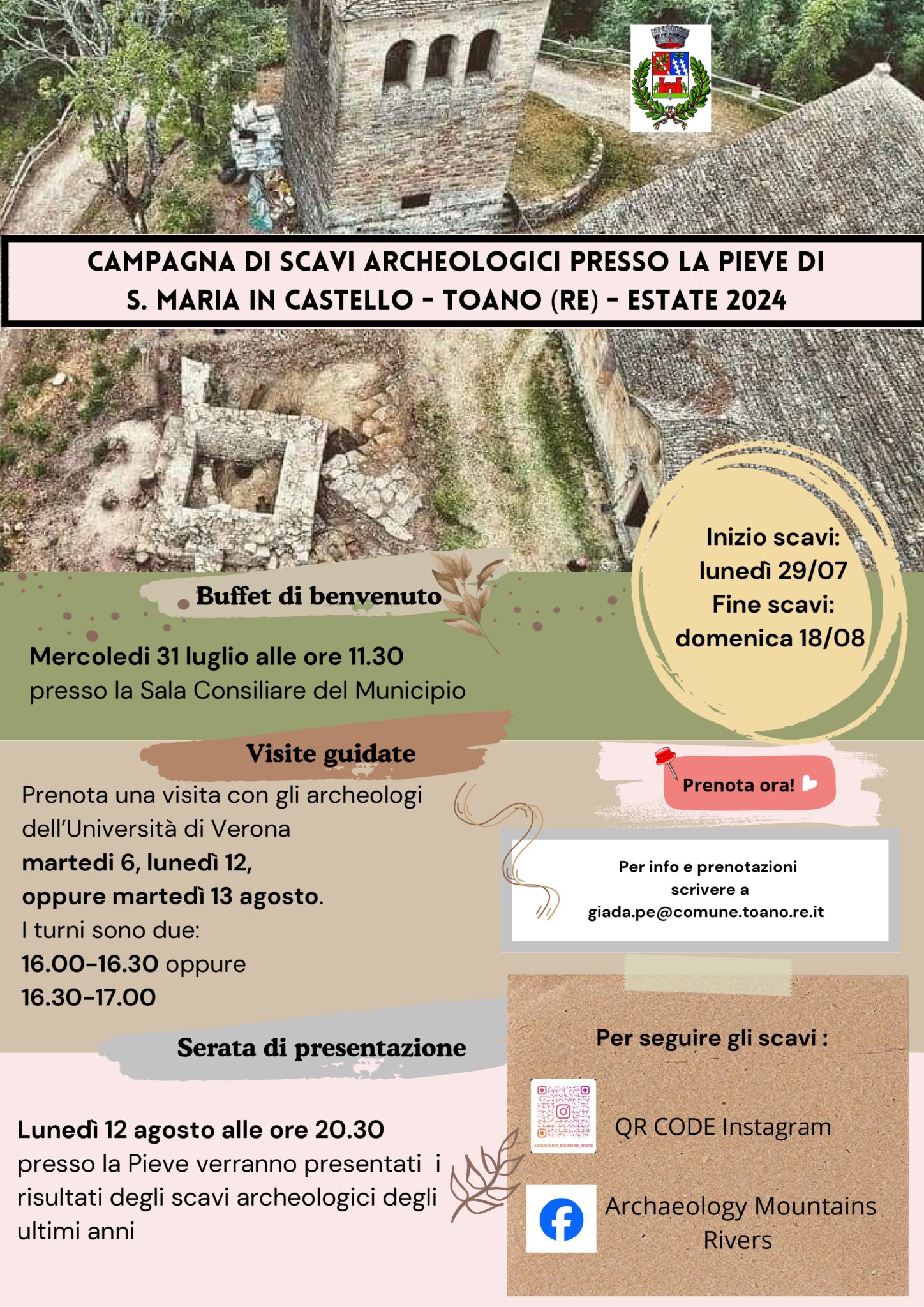 Campagna di scavi archeologici presso la Pieve di Santa Maria in Castello – Toano (RE) – estate 2024